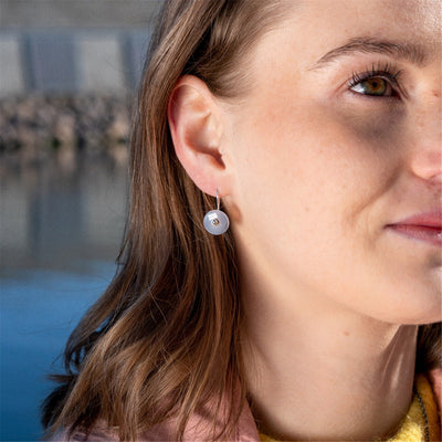 Earring Trio with Silver Flower and Classic Stone Pendants