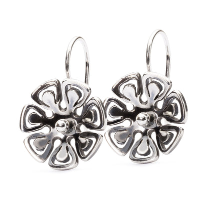 Earring Trio with Silver Flower and Classic Stone Pendants