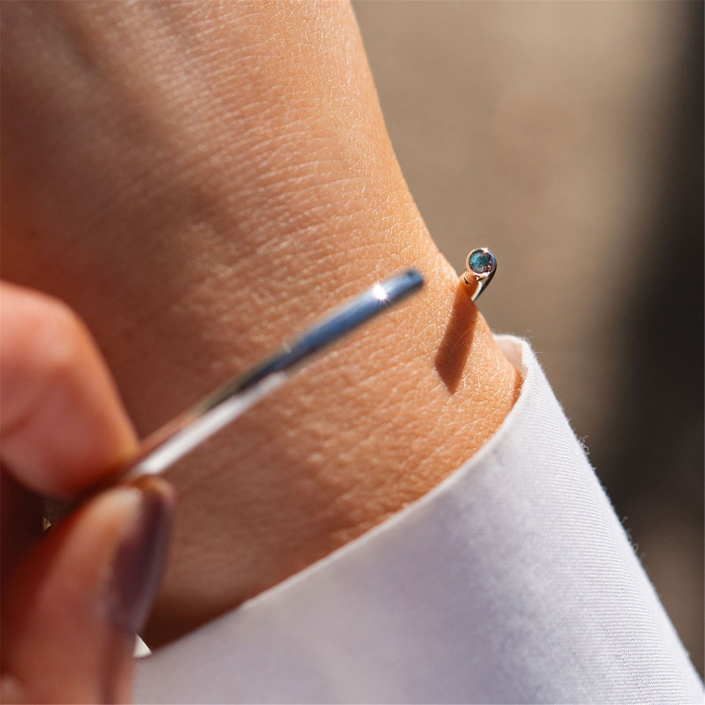 Labradorite Power Bangle with 2 x Silver Spacers