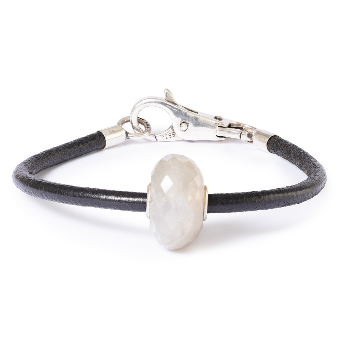 Pulsera de Cuero Piedra Lunar Gris
