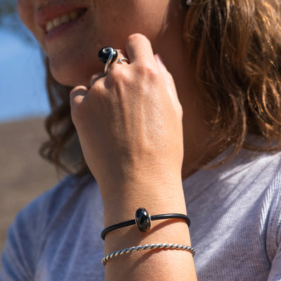 Pulsera de Cuero Ónix Negro