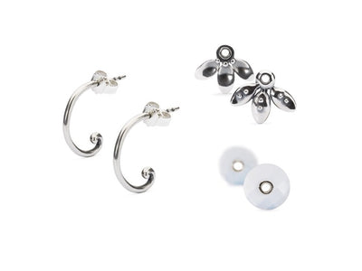 Hanging Petals & Chalcedony Earring Duo