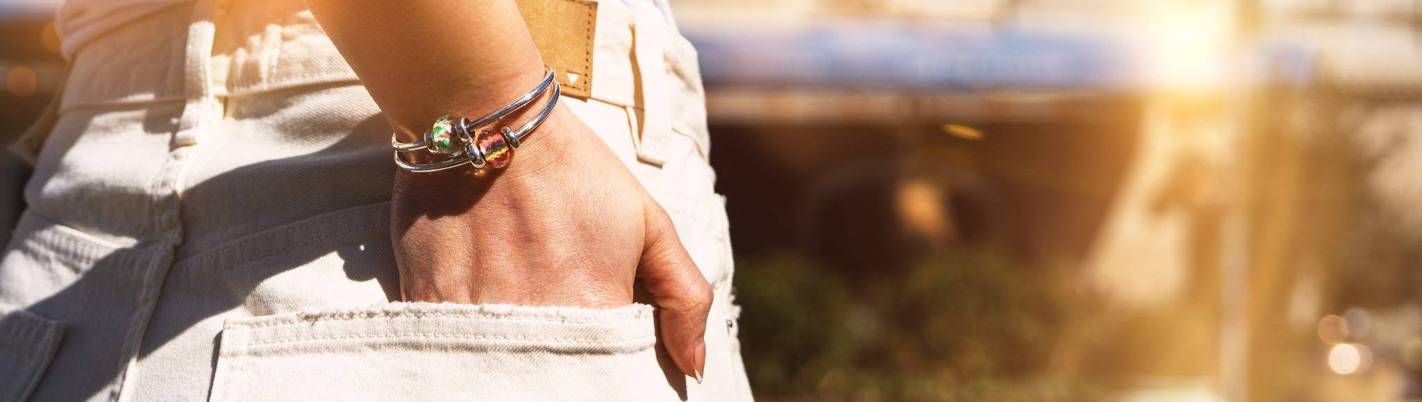 beautiful Bangles with faceted beads.